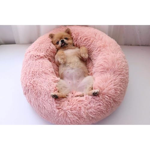 Vlwm犬クッション ペットベッド 猫ベッド 直径50x15cm犬ベッドマット クッション ネコ 丸型 猫用 犬猫兼用 うさぎ 中型犬 小型犬用 冬 通年 ペット用品 滑り止め 丸洗い 洗える ふわふわ かわいい 寒さ対策 保温 防寒 暖かい 休憩所 (ピ