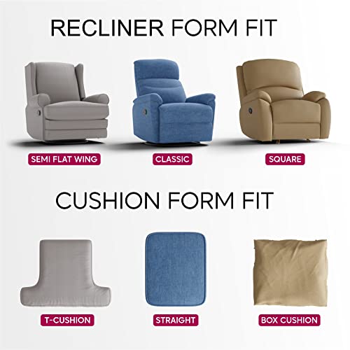 Recliner Cover - Recliner Chair Cover - Recliner Slipcover - Soft Polyester Fabric Slipcover - 1-Piece Form Fit Stretch Stylish Furniture Protector - Velvet Collection - Brown (Recliner Cover) #TOP4