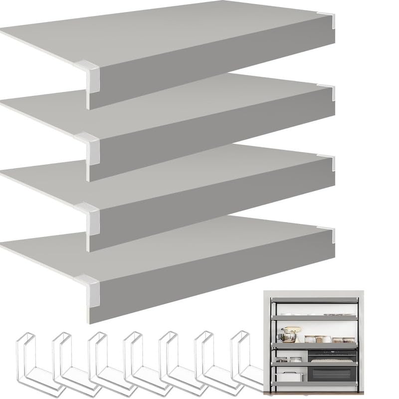 Lot de 4 protège-étagères en fil métallique pour l'organisation du garde-manger et du placard - Protections robustes en fil de bois gris (51 cm x 84 cm) pour étagères de cuisine et de placar