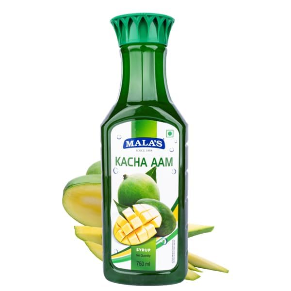 Image of Malas Kacha Aam Syrup 750 ml | Raw Mango Drink Concentrate | Tangy Summer Beverage Mix | Ideal for Mocktails, Sharbats & Desserts