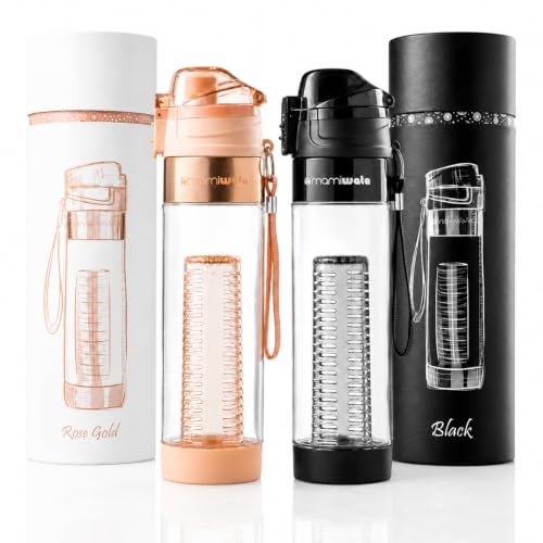 MAMI WATA Fruit Infuser Water Bottle – 24 oz BPA-Free Tritan Fruit Infused Plastic Water Bottle for Women Recipes eBook & Insulating Sleeve & Gift Box