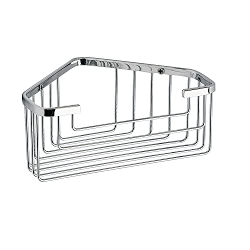 GEDY Portaoggetti doccia angolare in filo cromato, Misure e peso: 8X20X15,1 CM & 0,28 KG, Porta oggetti per bagno realizzato in acciaio inox, Design R&S Gedy, 2 anni di garanzia