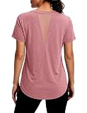 Gyabnw UV Shirt Sport Tshirt Damen Fitness Kurzarm Atmungsaktiv Funktionshirt Oberteile Rundhals TopLaufshirt Yoga