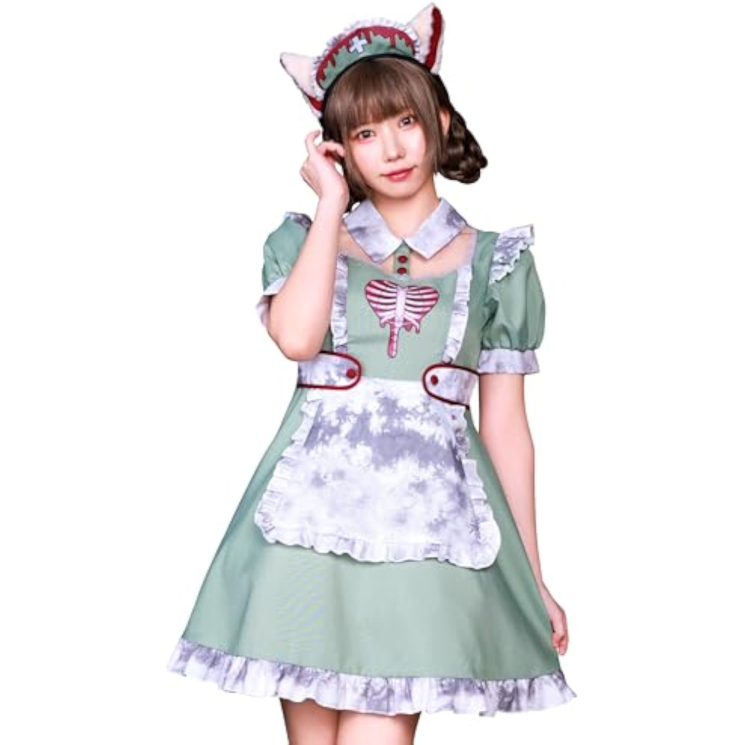 クリアストーン(Clearstone) ネオゾンビ コスプレ ハロウィン ドラッグナースキャット レディース グリーン 詳細画像1
