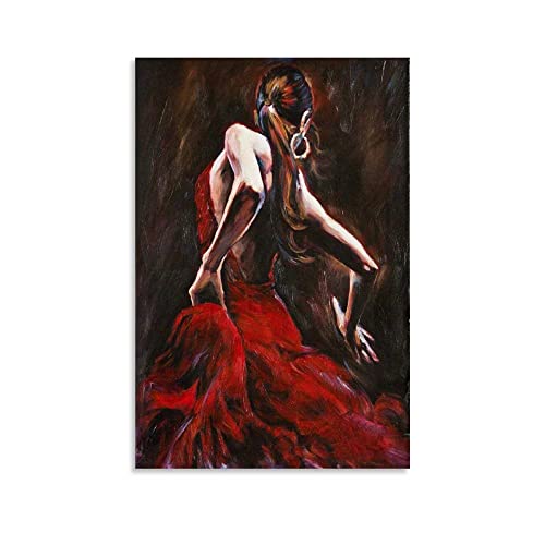 BBSYDH Toile Tableau 30 * 50cm Senza Cornice Ballerina di flamenco pittura poster pittura decorativa pittura soggiorno