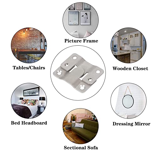 Image of Stainless Steel Picture Hangers,Photo Frame Hanging Hook Z Shaped Clip Bracket Furniture,4 Sets Flush Mount Bracket Wall Mount Hardware,French Cleat for Mirror, Photo Shelf and Cabinet (Silver)