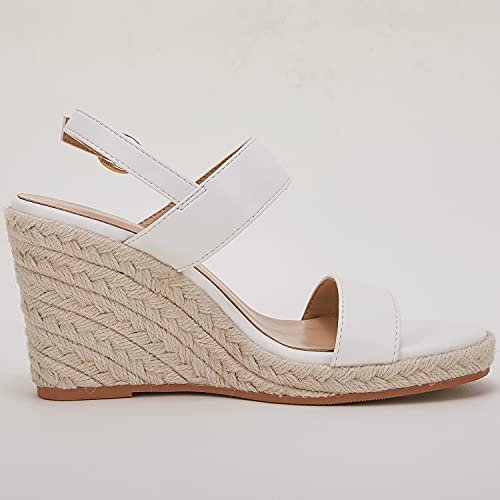 Image of VETASTE Womens Espadrille Wedge Sandals Heels Open Toe Platform High Heeled Ankle Strap Buckle Dress Wedges Shoes