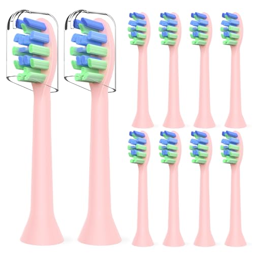 Cabezales de cepillo de repuesto compatibles con cepillo de dientes eléctrico sónico 7am2m AM101/AM105 - Recambios de cepillo de dientes de cerdas medianas compatibles con 7am 2m, 10 unidades, color