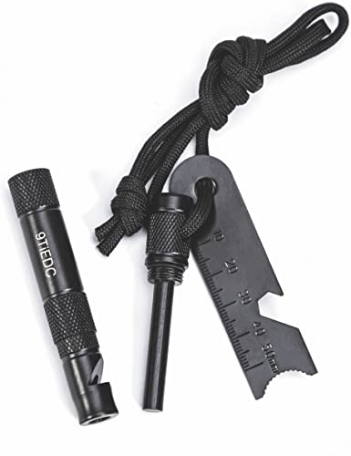 9Tiedc Flint Fire Starter With Whistle,Thick Ferro Rod With Striker And Paracord Wrist Lanyard,Emergency Survival Kits,For Your Camping, Hiking And Backpacking Gear #TOP4