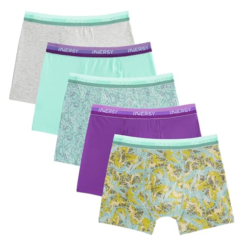 Image of INNERSY Boys Boxers Shorts Cotton Underwear, 12-14 Years, 3 Solid/2 Pattern