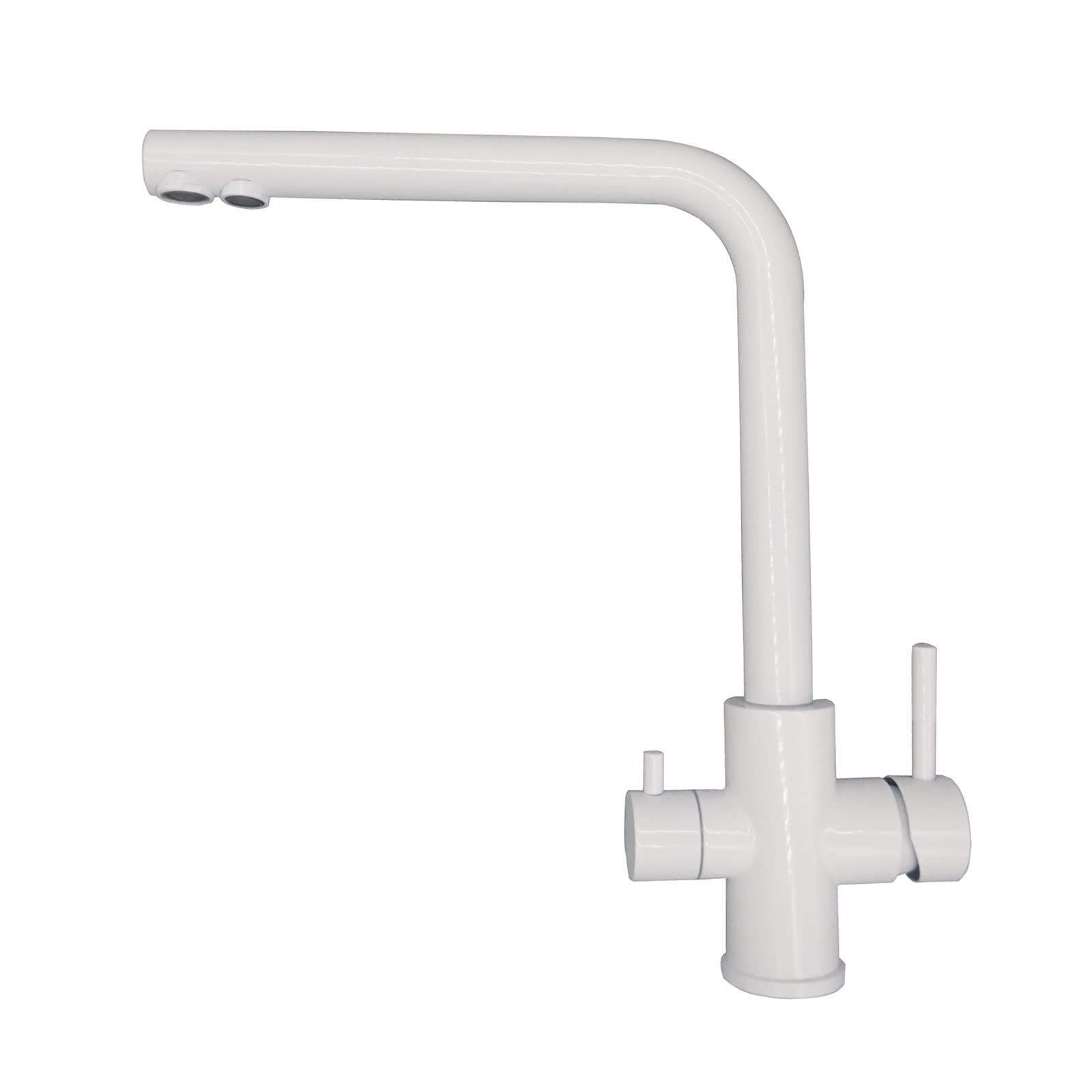 Robinet de cuisine à eau filtrée blanc double poignée pour évier