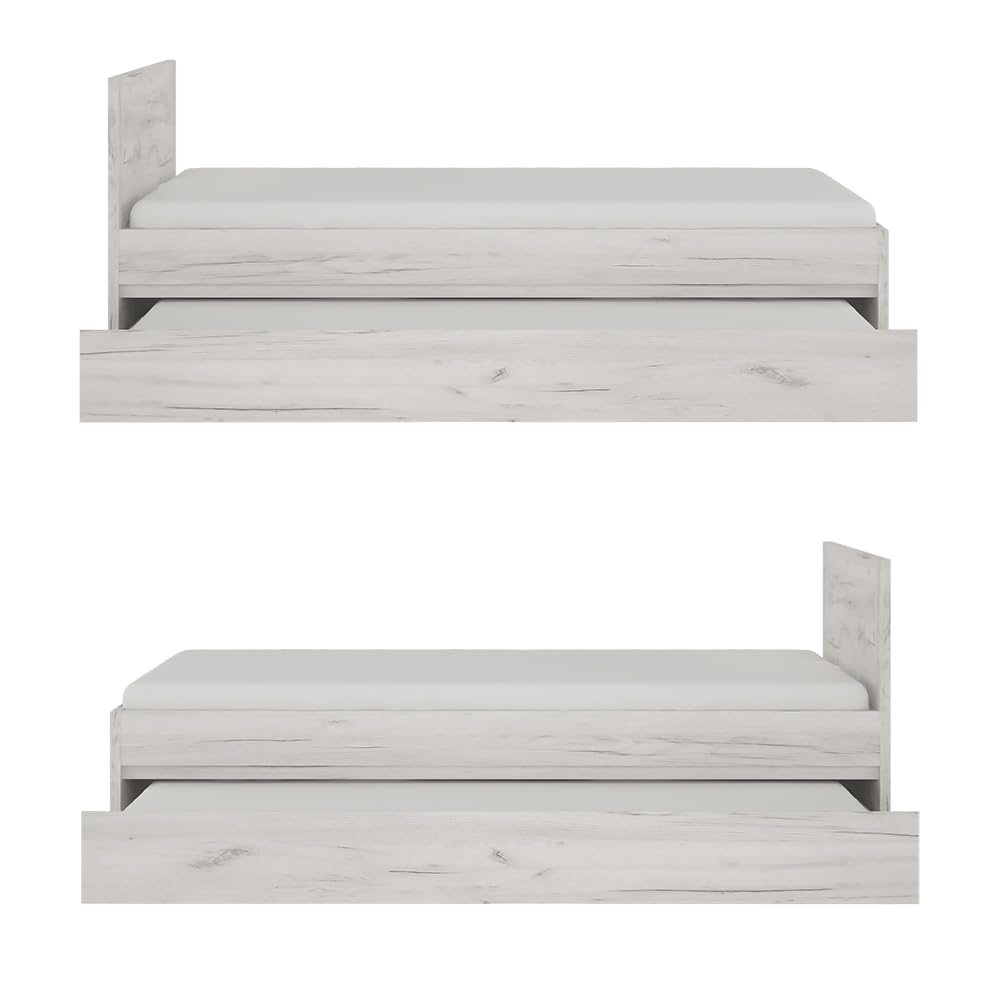 Lomadox Jugendzimmer Set 7-teilig mit Bett 90x200, Schreibtisch, Kleiderschrank, 2 Wandregale, Kommode, Nachttisch in Craft Eiche weiß Modern