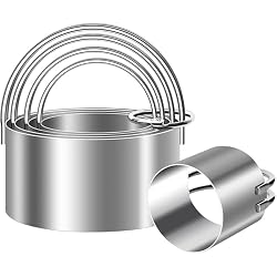 ALLTOP 5 Pieces Circle Biscuit Cutter,Professional Stainless Steel Round Cookie Cutters Tool with Ring Handle for Baking Pastry Doughnut