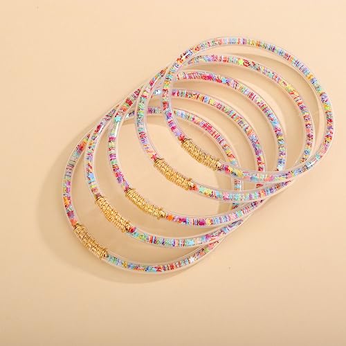 Sither Glitter Jelly Bangles Bracelets Set For Women And Girls Color Silicone Bracelets Sparkling Fashion Glitter Bracelets For Halloween Party Christmas Gift (Style 4) #TOP4
