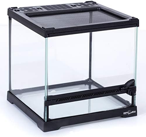 REPTIZOO Mini Reptile Glass Terrarium Tank 8"x8"x8", Front Opening Door Full View Visually Appealing Mini Reptile or Amphibians Glass Habitat