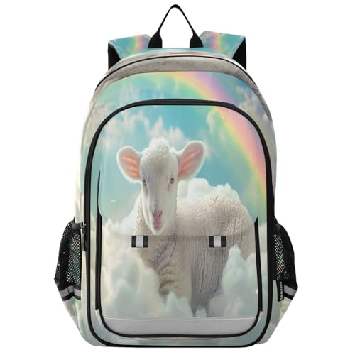 Sac à dos tendance arc-en-ciel style agneau pour cour de récré