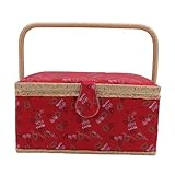 Gavigain Cesta de Costura Caja Organizadora de Suministros con Patrones de Letras de Gran Capacidad para Amantes de Las Manualidades con Bandeja Desmontable Bolsa Interior con