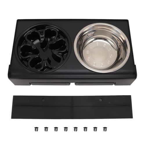 Verstellbare, erhöhte Hundenäpfe, schmutzabweisender, erhöhter Futternapf mit Nackenschutz, Rutschfester Ständer für mittelgroße und große Hunde. (Black)