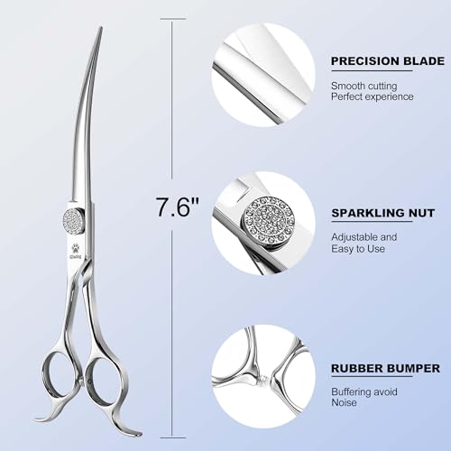 Image of GLADOG Luxury Dog Grooming Scissors Set - 7 inch Straight, 6.5 inch Thinning, 7 inch Curved Dog Shears for Grooming - 9CR Steel, Professional Grooming Kit for Dogs