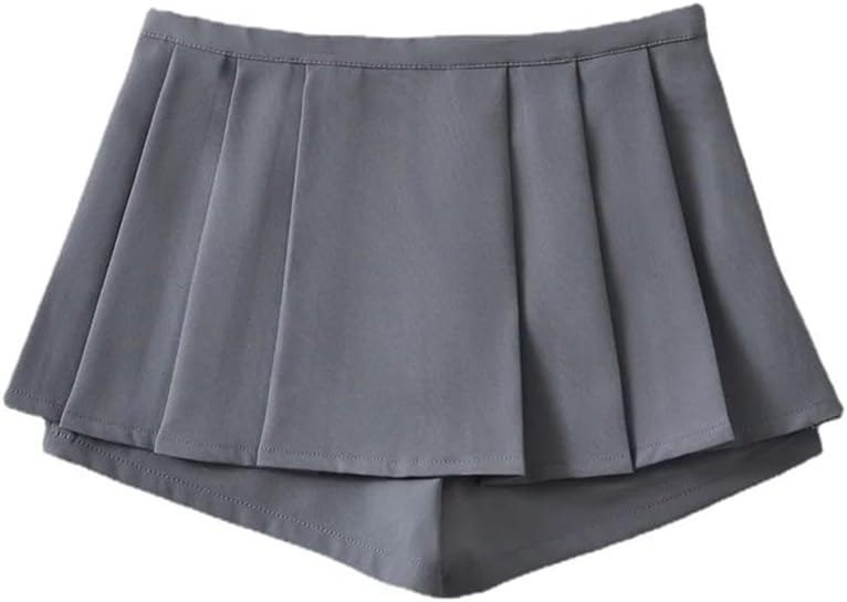 Women Sexy Slim Low Waist Mini Skirts Sweet Pleated Skorts Side Zipper Super Short Skirt