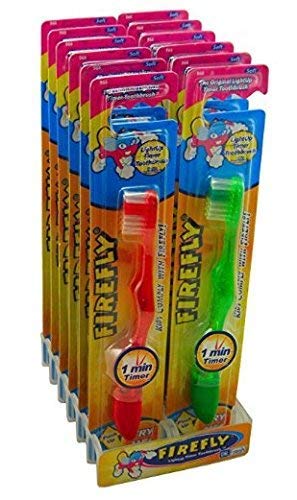 Dr. Fresh Firefly The Original Flashing Light Up Timer Toothbrush For Kids With Suction Cup, Soft Bristles 1 Minute Timer (Pack Of 12) By Cayenas #TOP2