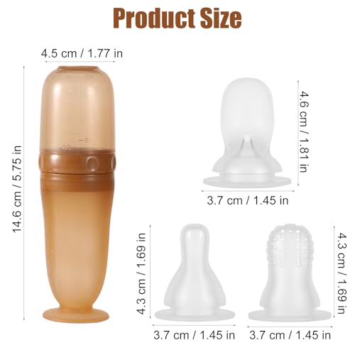 Biberon de nourriture pour bébé, 3 en 1, distributeur de nourriture en silicone, distributeur de nourriture, distributeur de nourriture, biberons de sevrage multifonctionnel avec cuillère – Image 3