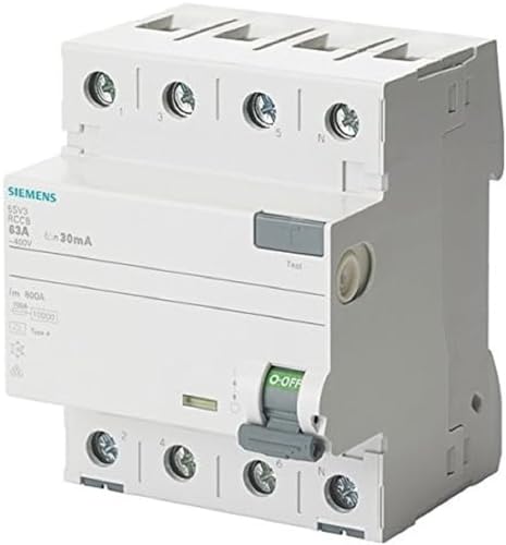 Siemens 5sv – Interrupteur différentiel clase-a 4 pôles 25 A 100 mA 70 mm