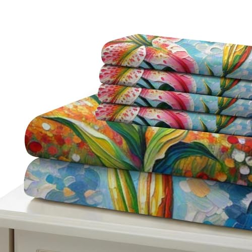 Housse de couette 3D Lily microfibre douce à fermeture éclair cachée