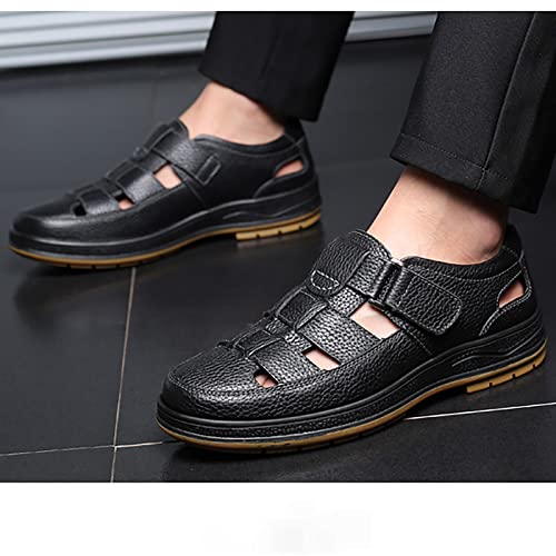 Men's Closed Toe Business Sandals, Large Size Handmade Casual Sandals, Fashion Hollow Out Backpacking Beach Shoes4