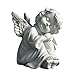 OwMell Little Angel Statue Figurine, Resin Cherub Statue Sleeping Angle Sculpture, Remembrance Healing Sympathy Gift for Memorial, Shelf Home Living Room Desktop Office Decoration - White