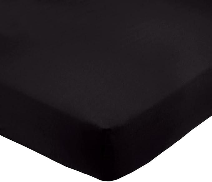 Amazon Basics Microfiber Fitted Sheets, Black, 200 x 200 x 30 cm