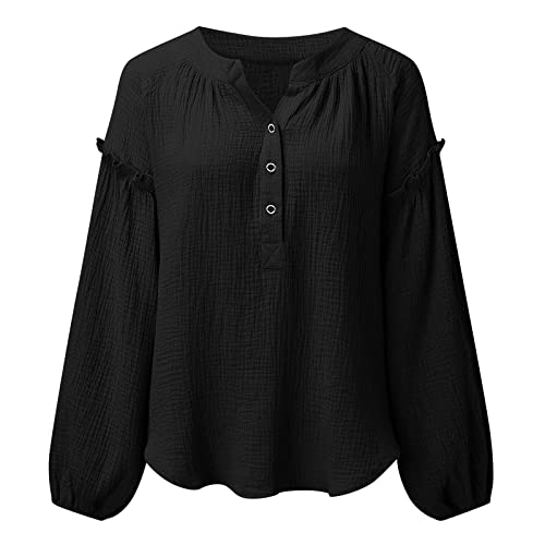 De Las Mujeres Verano Otoño Cuello En V Cima Ajuste Holgado Cima Para Mulheres 2022 D0, Preto, XX-La