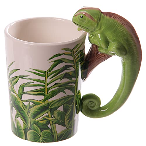 Puckator SMUG75 Mug avec Anse Design Caméléon Céramique Vert/Blanc