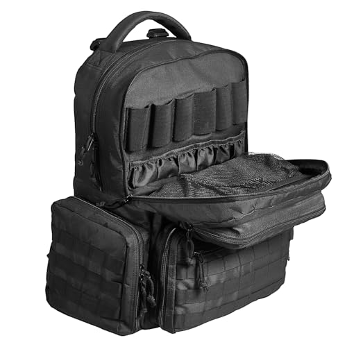 Vevor Tactical Range Backpack For 6 Pistols, Gun Backpack With 6 Independent Pistol Bags & 10 Magazines, Pistol Backpack For Outdoor Hunting Shooting,