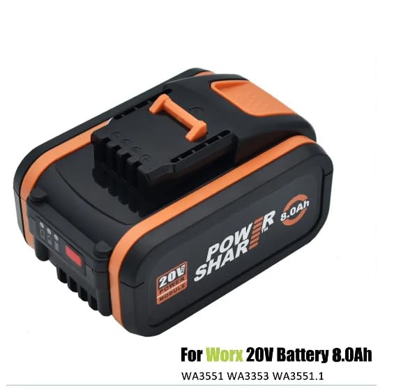 Batería de repuesto de 20 V para Worx (solo batería), accesorio de herramientas eléctricas inalámbricas para Worx, WA3551 /WA3553/35514/WA3551.1 de iones de litio (5000 mAh, 1 unidad)