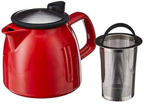 Forlife Bell Ceramic Teapot With Basket Infuser, 26-Ounce/770Ml, Red #TOP2