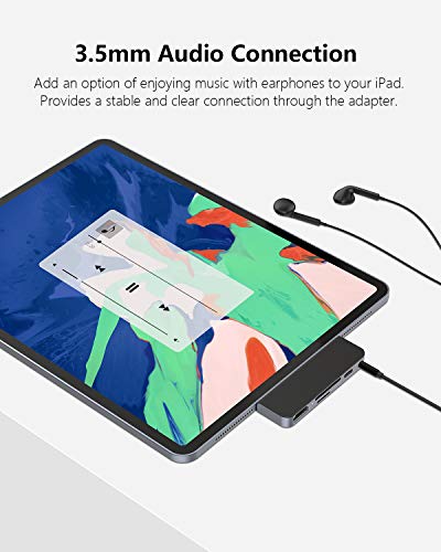 Ipad Pro Adapter, Usb C Hub Dongle Adapter For Ipad Pro 2020-2018 And Ipad Air, With 4K Hdmi, Usb-C Pd, 3.5Mm Audio Jack And Sd/Micro Card Reader, Compatible With Macbook Pro Air (Space Grey) #TOP4