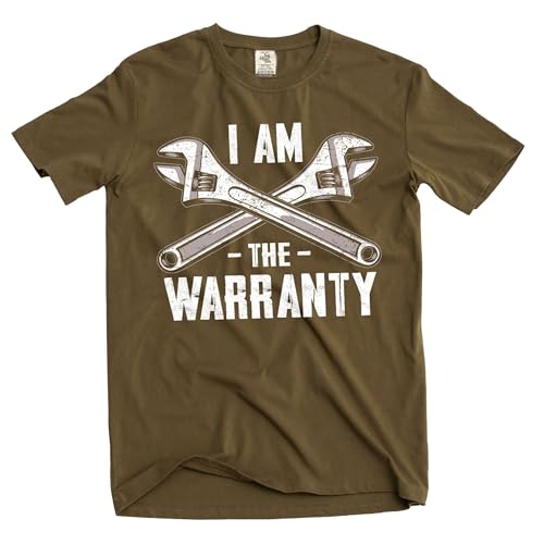 Mens Funny I am The Warranty T-Shirt DIY Garage Mechanic Humor tee (Medium Military Green)