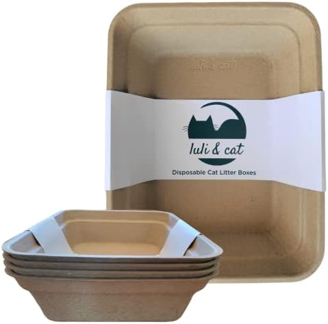 Disposable Litter Boxes for Cats | Dense and Sturdy 4-Pack | For Use as Cat Litter Box Liners as Travel Cat Litter Box as Portable Litter Box and as Standalone Cat Litter Trays