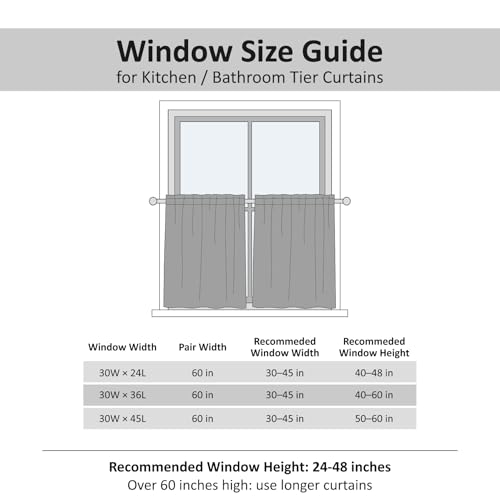 Home Queen Grey Waffle Bathroom Window Curtains, Short Water Repellent Rod Pocket for Small Kitchen Window, 30 W X 36 L Inch Each by Home Queen - Used condition - Image 7