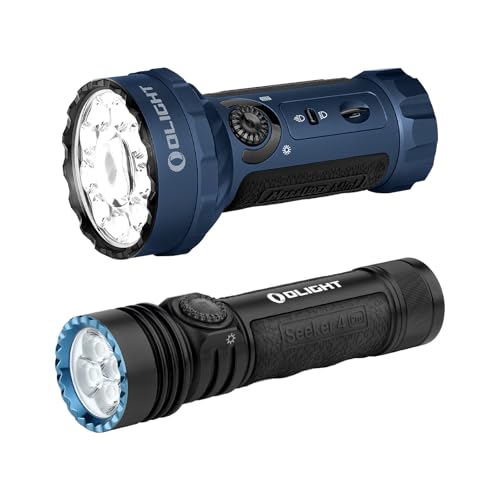 OLIGHT Marauder Mini 7,000 Lumens Bright Flashlight with 600 Meters Beam Distance Bundle with Seeker 4 Pro Rechargeable Flashlights