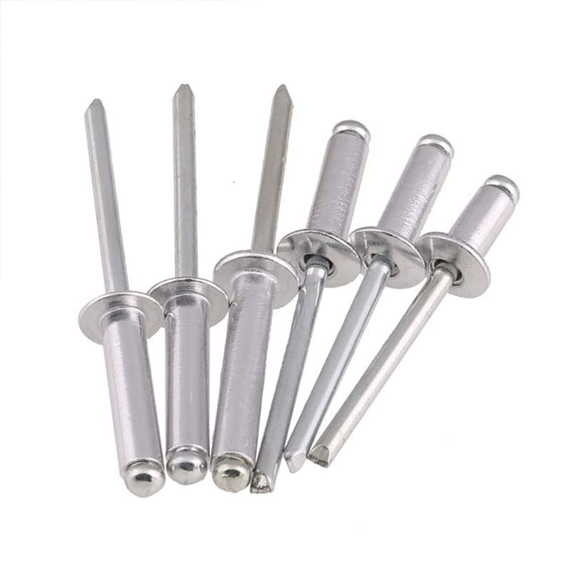 Juego surtido de remaches ciegos de cabeza de domo de extremo abierto autotaponable de aluminio Juego de tapas grandes para trabajos en conductos automotrices y chapas de metal