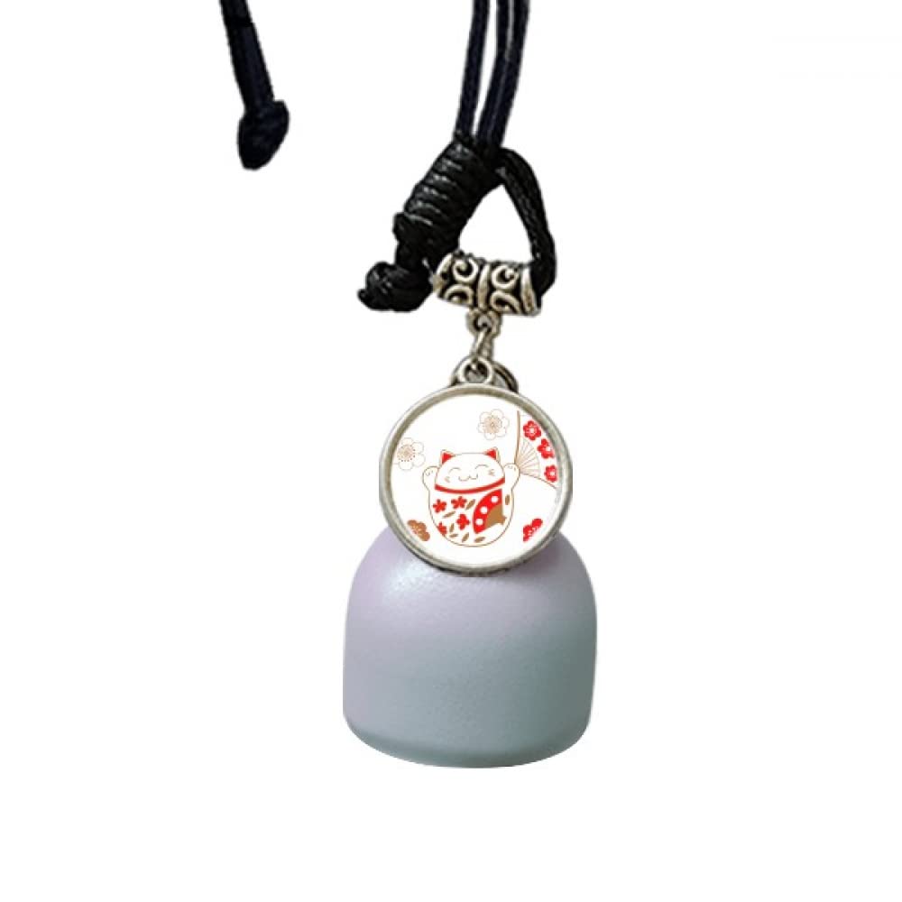 Carillón de viento japonés Lucky Cat para decorar el coche con un abanico floral