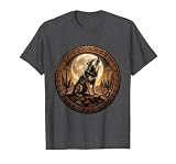 Mexican Wolf Howling Desert Cactus Landscape T-Shirt, Men, Dark Heather Grey, X-Large