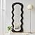 Dewfig Full Length Mirror, 63" x 24"Irregular Wavy Mirror, Large Floor Length Mirror Wall Mounted, Standing Wavy Mirror with Flannel Wrapped Wooden Frame for Bedroom/Living Room, Black