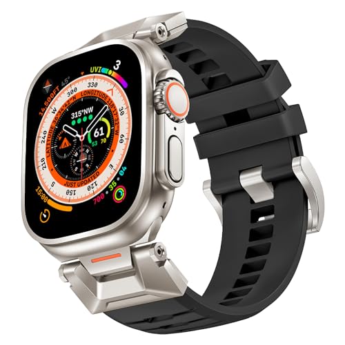 Goton for Apple Watch Band for Apple Watch Ultra 2 49mm, Apple Watch Bands for men 45mm 44mm 42mm Series 9 8 7 6 SE 5 4 3 2 1, Sturdy Metal Connector Comfort Silicone Bands for iWatch Accessories