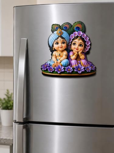 Image of Radha Krishna Fridge Magnet, 3D Decorative Sticker