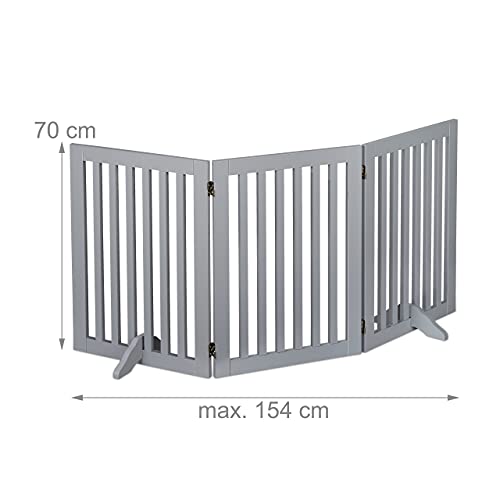 Relaxdays Absperrgitter, freistehendes Schutzgitter, HxB: 70 x 154 cm, mit Füßen, Hunde, klappbar, Türgitter, grau
