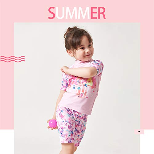 Julysand Toddler Girls Rash Guard Sets Pink My Little Pony Swimsuit Short Sleeve Two Piece Swimwear Sun Protection Suit4