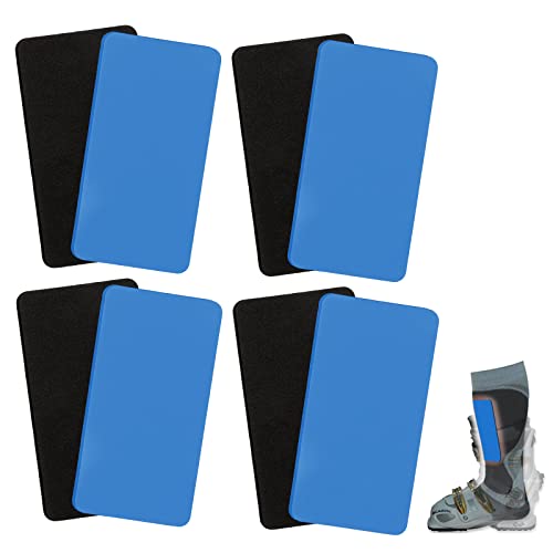 4 Pairs Ski & Snowboard Shin Pads Guards - Adhesive Ski Boot Inserts Protector Foam Pads For Shinbang/Shinbite For Ski Racing Junior Women Men, Helps Prevent Shin Burns (Blue + Black) #TOP9